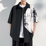 DSJD A001 # CD2292 拼色竹葉圖案短袖shirt JJ2