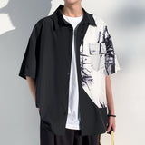 DSJD A001 # CD2292 拼色竹葉圖案短袖shirt JJ2