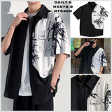 DSJD A001 # CD2292 拼色竹葉圖案短袖shirt JJ2