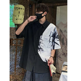 DSJD A001 # CD2292 拼色竹葉圖案短袖shirt JJ2