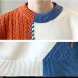 WANG- E  #  WE6206    拼色紋 圓領冷衫 JJ2