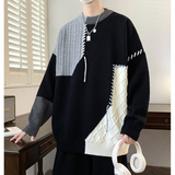 WANG- E  #  WE6206    拼色紋 圓領冷衫 JJ2