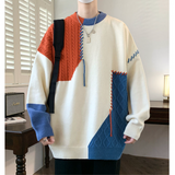 WANG- E  #  WE6206    拼色紋 圓領冷衫 JJ2