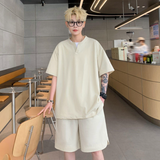 DSJD  A028 #  TZ2401 短褲V領短Tee套裝 JJ