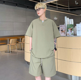 DSJD  A028 #  TZ2401 短褲V領短Tee套裝 JJ