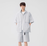 2025年 07月 1 日   DSJD A001# TZ5584  拉鍊shirt短褲套裝 JJ