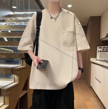 2025年 08月  1 日  ZUOLONG#977   拼接紋單口袋短袖Tee JJ