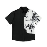 DSJD A001 # CD2292 拼色竹葉圖案短袖shirt JJ2