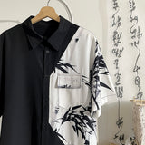 DSJD A001 # CD2292 拼色竹葉圖案短袖shirt JJ2