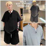 DSJD  A028 #  TZ2401 短褲V領短Tee套裝 JJ