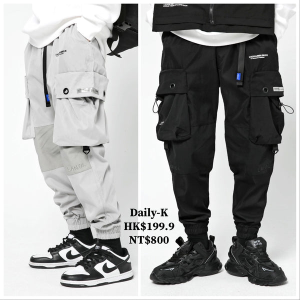 LNL#PX17   軍事機能風格兩側口袋束腳褲