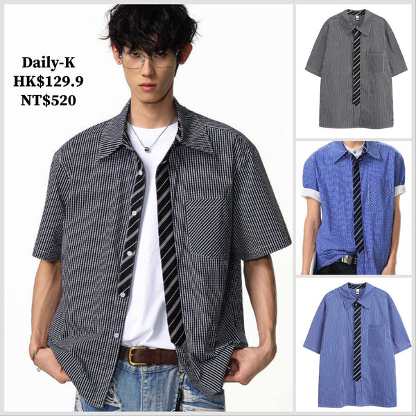 2025年 06月 1 日 ACE #HC2355  拼領帶效果格紋shirt