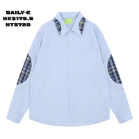 2025年 11月 1 日    YEREN # YR9284    拼格紋間條長袖shirt JJ