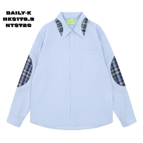 2025年 11月 1 日    YEREN # YR9284    拼格紋間條長袖shirt JJ