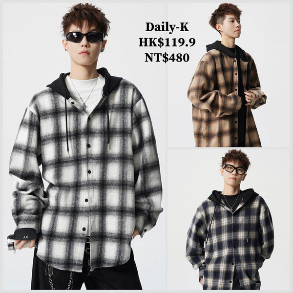 2025年 11月 1 日  DSJD D232 # CS7191    連帽格紋長袖shirt JJ