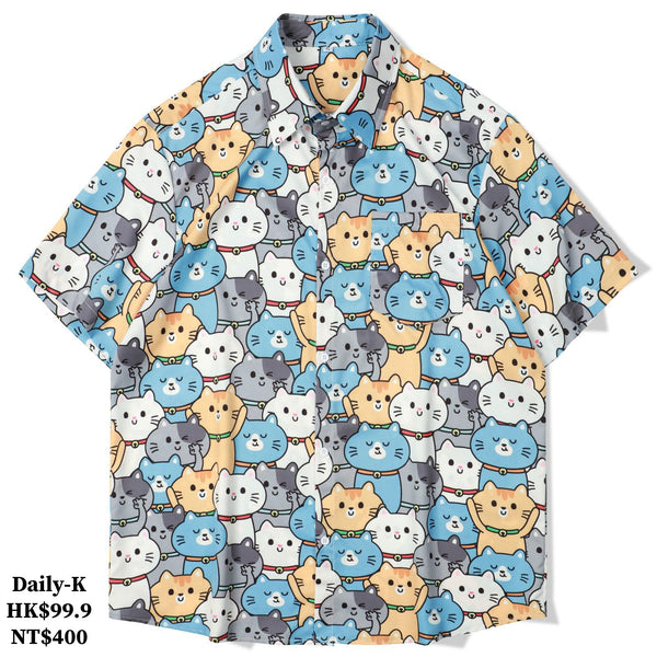 MAR 13# 3354     卡通貓圖案短袖shirt JJ