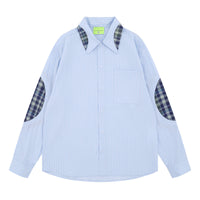 2025年 11月 1 日    YEREN # YR9284    拼格紋間條長袖shirt JJ