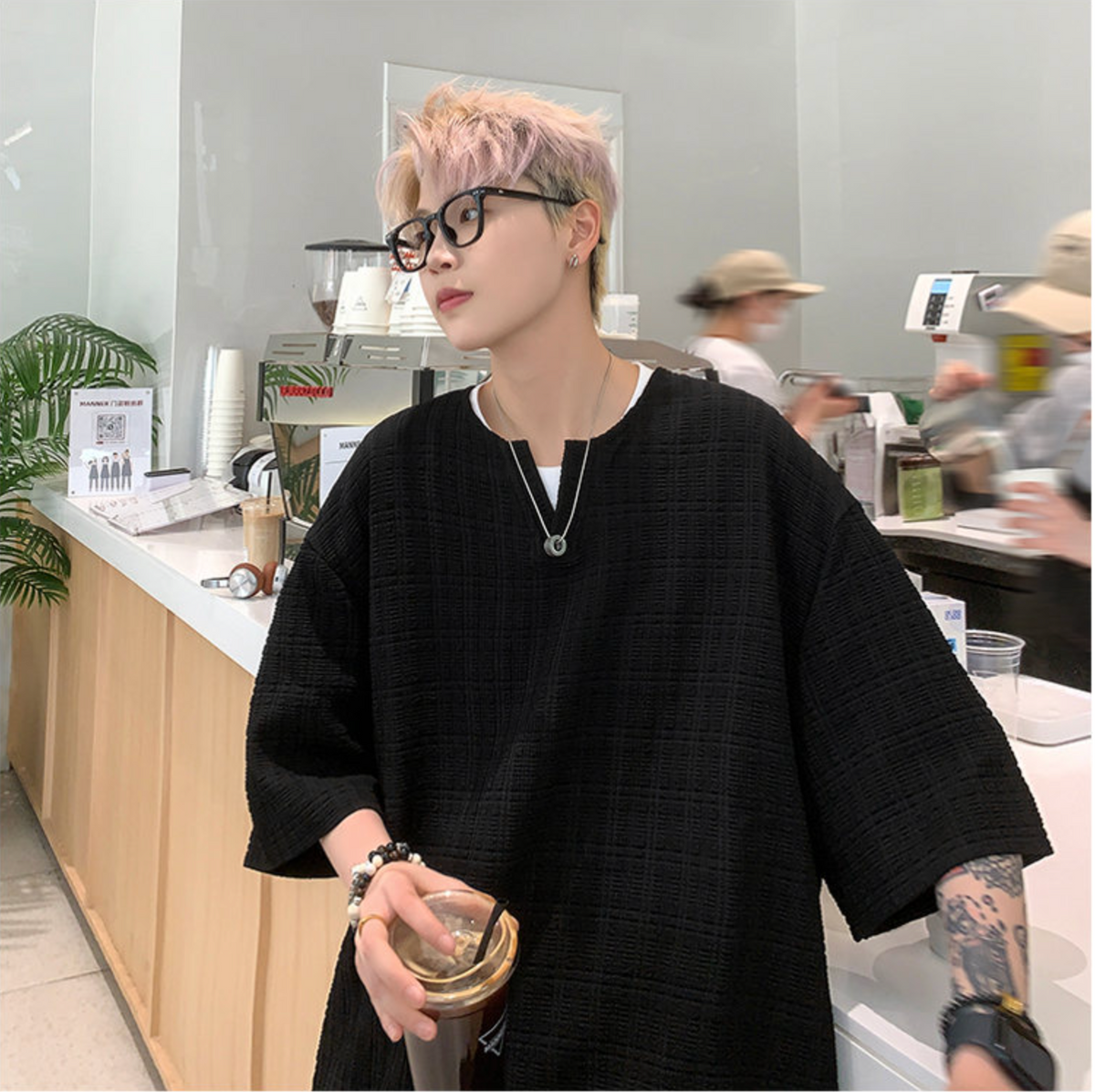 DSJD A341 # H958 V領暗紋短袖Tee JJ – Daily-K Webstore