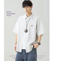 2025年 08月 1 日   HANLU#MC7197    間條紋短袖shirt JJ