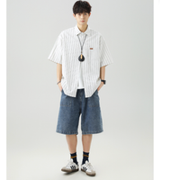 2025年 08月 1 日   HANLU#MC7197    間條紋短袖shirt JJ