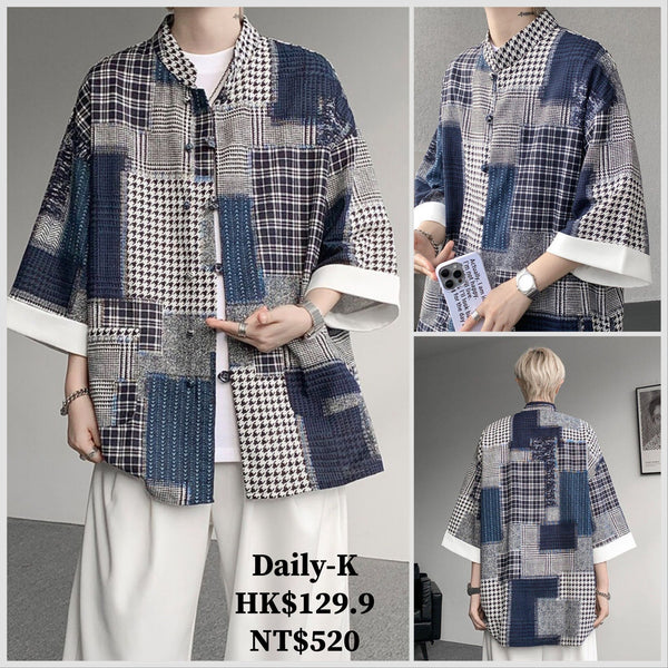2025年 07月  1 日   DSJD A032#DC28012     拼色格紋7分shirt JJ