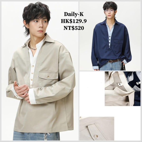 2025年 11月 1 日   DSJD A003 #HS2380    假兩件長袖shirt