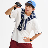2025年 05月 1 日  XHP 27#T1026   假兩件山峰圖案短袖Tee JJ