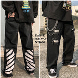 MUJIREN#Z03   送掛鏈   穿窿款黑色牛仔褲