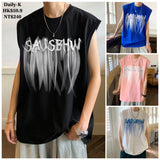 DSJD B371#BX328   偏寬鬆英文字圖案背心 JJ2