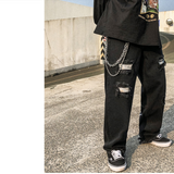 MUJIREN#Z03   送掛鏈   穿窿款黑色牛仔褲