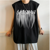 DSJD B371#BX328   偏寬鬆英文字圖案背心 JJ2