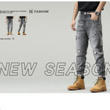 BAQIMA#8831  洗水磨爛牛仔長褲