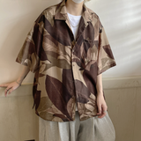 XZ 518-2#XX28   偏鬆花葉圖案短袖shirt
