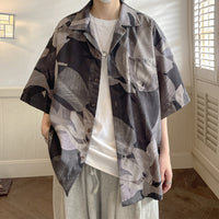 XZ 518-2#XX28   偏鬆花葉圖案短袖shirt